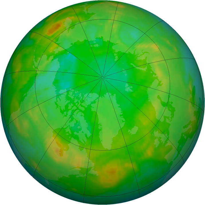 Arctic ozone map for 30 June 1992